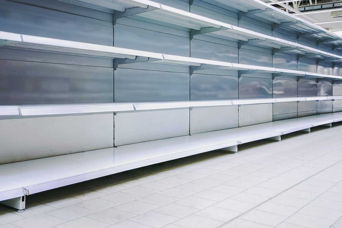 Empty food shelves
